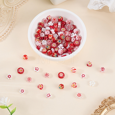 110Pcs 11 Styles Handmade Millefiori Lampwork Beads LAMP-PA0001-79-1