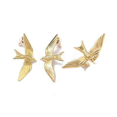 Peace Dove 304 Stainless Steel Stud Earring & Cuff Rings Sets SJEW-C008-03G-1