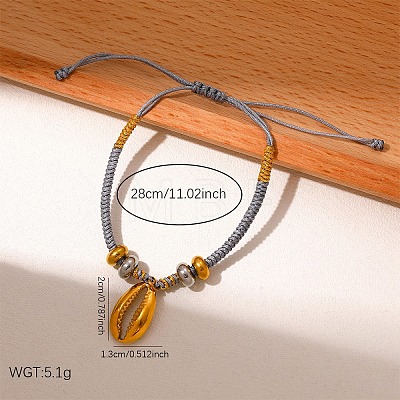 304 Stainless Steel Cowrie Shell Shape Charm Bracelets WG3A2A4-05-1