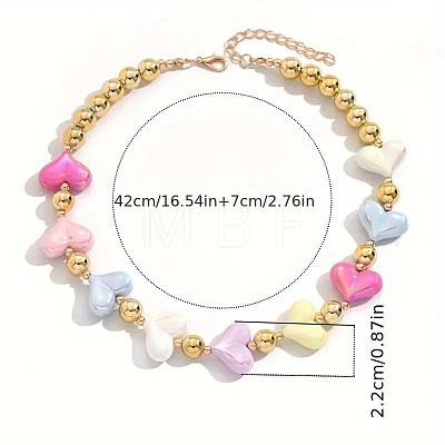 Alloy with CCB Plastic Round Heart Beaded Necklaces for Women FS-WG06F83-01-1