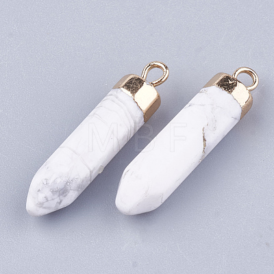 Electroplate Natural Howlite Pointed Pendants G-S344-07A-1