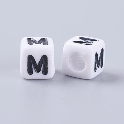 Acrylic Horizontal Hole Letter Beads PL37C9308-M-1