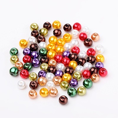 Luster Pearlized Glass Pearl Beads HY-X006-6mm-09-1