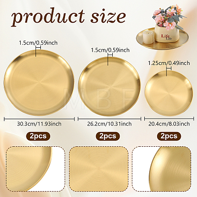 6Pcs 3 Styles Round 201 Stainless Steel Jewelry Storage Trays for Rings AJEW-NB0009-43-1
