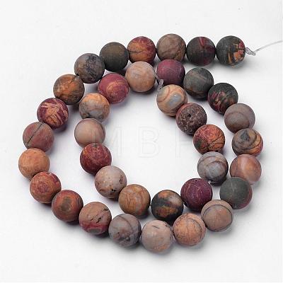 Natural Polychrome Jasper/Picasso Stone/Picasso Jasper Beads Strands G-D809-03-10mm-1