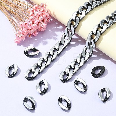 100Pcs Silver Color Plated Acrylic Linking Rings SACR-CJ0001-31-1