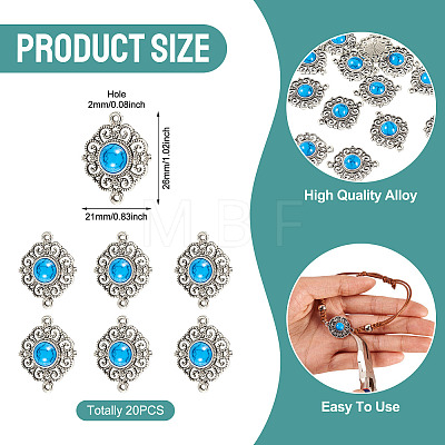 Tibetan Style Alloy with Resin Imitation Turquoise Connector Charms FIND-TAC0035-47AS-07-1