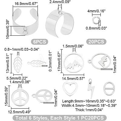 Unicraftale DIY Charm Cuff Ring Making Kit DIY-UN0003-69-1