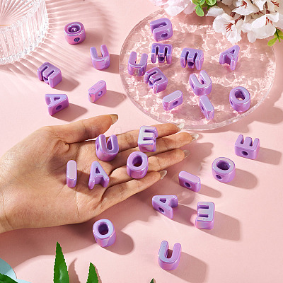 50Pcs 5 Styles UV Plating Opaque Acrylic Beads PACR-TA0001-31G-1
