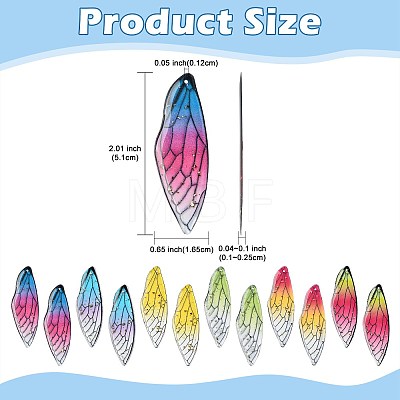 12Pcs 6 Colors Transparent Epoxy Resin Big Pendants RESI-FS0002-44-1