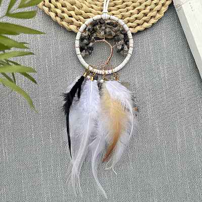 Woven Net/Web with Feather Pendant Decorations PW-WG7C0E0-05-1