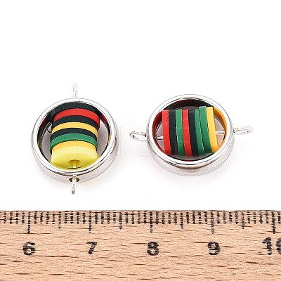 Polymer Clay Disc Beads with CCB Plastic Ring Frame Connector Charms CLAY-T022-33M-1