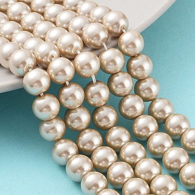 Eco-Friendly  Dyed Glass Pearl Round Bead Strands X-HY-A002-8mm-RB021-1