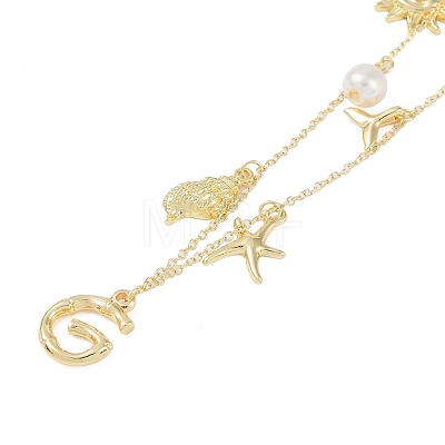 Bohemian Summer Beach Style 18K Gold Plated Shell Shape Initial Pendant Necklaces IL8059-7-1