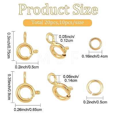 20Pcs 2 Styles Brass Spring Ring Clasps KK-YW0004-54-1