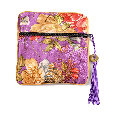 Chinese Style Floral Cloth Jewelry Storage Zipper Pouches AJEW-D063-01G-1