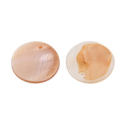 Dyed Natural Flat Round Shell Pendant SHEL-P003-06A-1
