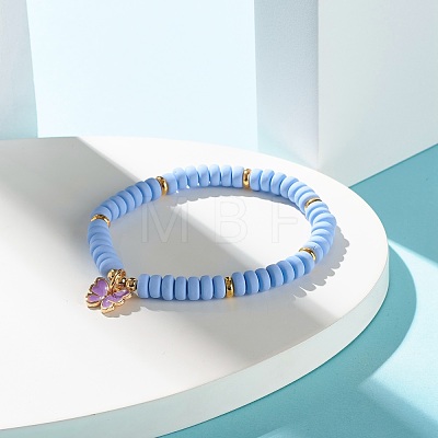 Butterfly Alloy Enamel Charm Bracelet for Teen Girl Women BJEW-JB06917-1