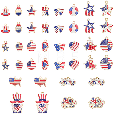 Independence Day Themed Zinc Alloy Enamel Pendants ENAM-BM0001-45-1