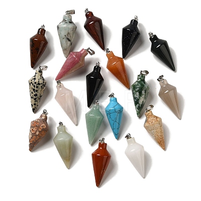 Natural & Synthetic Mixed Gemstone Pendants G-Z055-02P-1