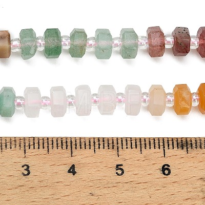 Natural Rhodonite & Yellow Aventurine & Rose Quartz & Amazonite & Lemon Jade & Strawberry Quartz & Green Aventurine Beads Strands G-G317-A01-3x6mm-1