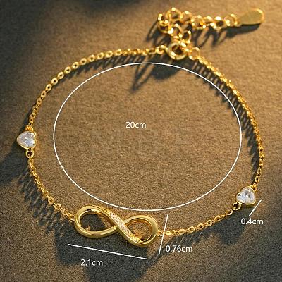 925 Sterling Silver Infinity Symbol Link Bracelets with Clear Cubic Zirconia for Men and Women Daily Wear NB7998-1