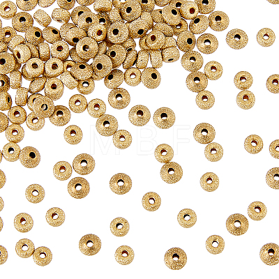 160Pcs 2 Style Brass Textured Spacer Beads FIND-HY0001-74-1