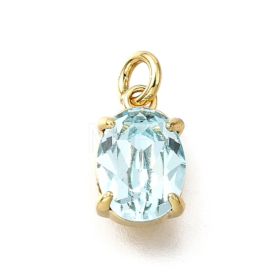 Brass Glass Charms KK-V011-33G-1