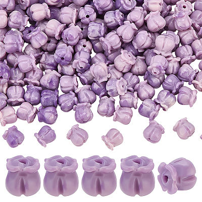 150Pcs Opaque Resin Imitation Shell Beads RESI-PH0002-77B-1