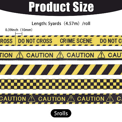 5Rolls 5 Styles Polyester Grosgrain Ribbon OCOR-CA0001-39-1