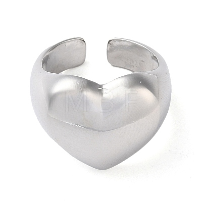 Eco-Friendly Brass Heart Open Cuff Rings for Women RJEW-A025-02P-1
