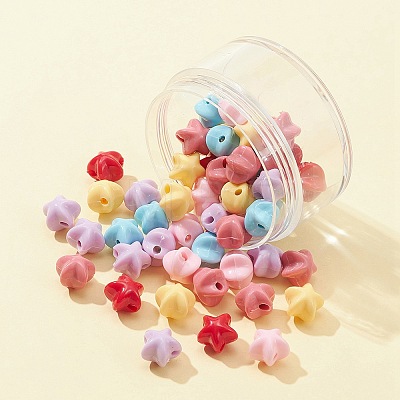 50Pcs 6 Colors Opaque Acrylic Beads MACR-FS0001-58-1