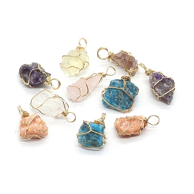 Raw Rough Natural Mixed Gemstone Pendants FIND-PW0020-04-1