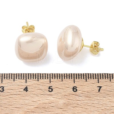 Brass & ABS Plastic Imitation Pearl Stud Earrings for Women PL-CBA760A-03B-G01-1