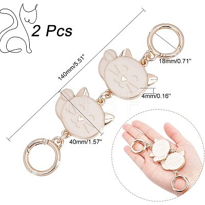 Alloy Enamel Cat Link Chains for Purse Chains PURS-WH0001-40-1