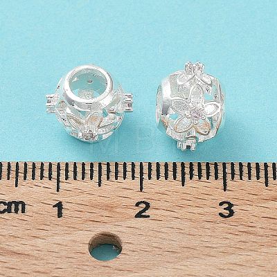 Rack Plating Brass Micro Pave Cubic Zirconia European Beads KK-B078-08S-1