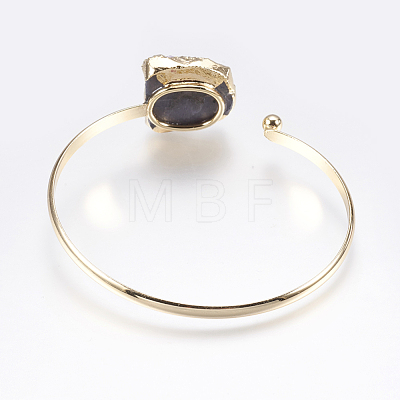 Golden Plated Brass Cuff Bangles BJEW-L624-C01-1