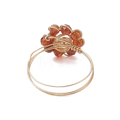 Flower Natural Gemstone Rings RJEW-JR00730-1