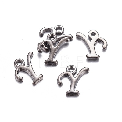 Gunmetal Plated Alloy Letter Pendants PALLOY-P097-03-Y-1