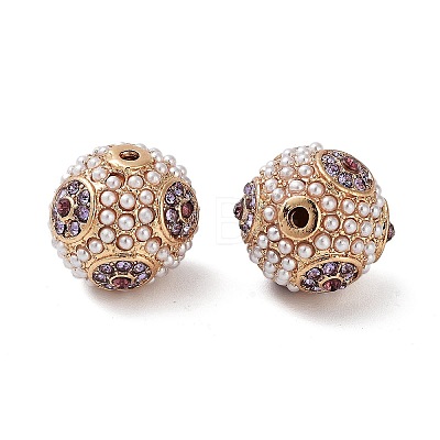Golden Plated Alloy Rhinestone Beads FIND-E046-14G-04-1