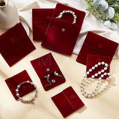 8Pcs 2 Style Square Velvet Jewelry Bags TP-FH0001-01B-1