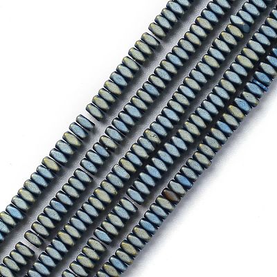 Frosted Square Electroplate Non-magnetic Synthetic Hematite Beads Strands X-G-E403-73C-1