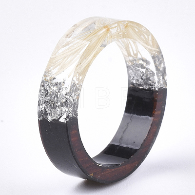 Epoxy Resin & Ebony Wood  Rings RJEW-S043-01C-05-1