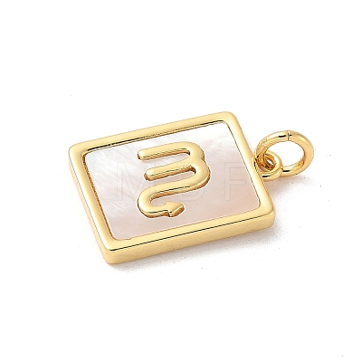 Brass Pave Natural White Shell Pendants KK-S522-09G-K-1