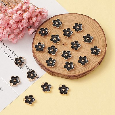 Light Gold Plated Alloy Enamel Pendants ENAM-YW0002-20E-1