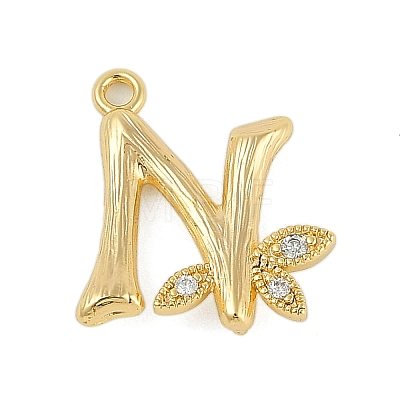 Brass Crystal Rhinestone Letter Links Connector Charms KK-S395-06G-N-1