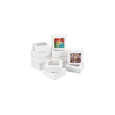 Square Paper Storage Gift Boxes with Clear Visible Window CON-WH0095-64A-1