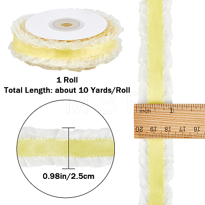 10 Yards Polyester Pleated Lace Trim OCOR-WH0080-93B-1