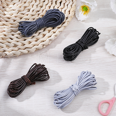 4Pcs 4 Colors Braided Round Waxed Polyester Cords YC-CL0001-04-1
