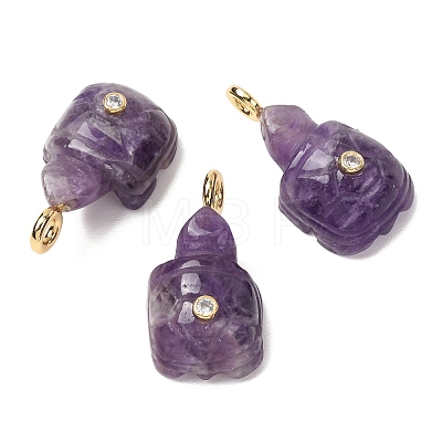 Natural Amethyst Carved Pendants G-H357-03G-09-1
